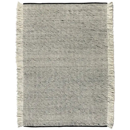 Moderner Wollteppich Koda mit strukturierter Weboptik und Fransen in Naturfaser – Draufsicht 160x230 cm
