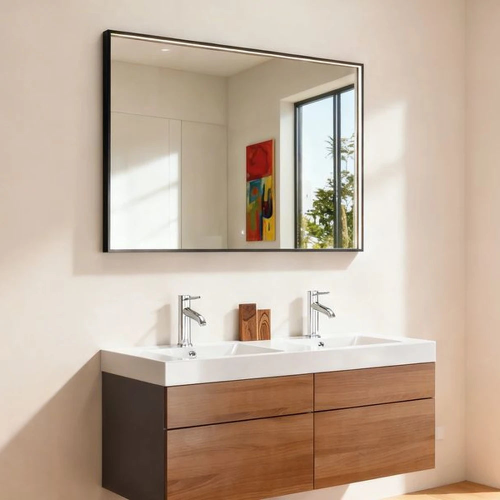 Neviano Badspiegel mit schwarzem Rahmen als eleganter Wandspiegel für moderne Badgestaltung