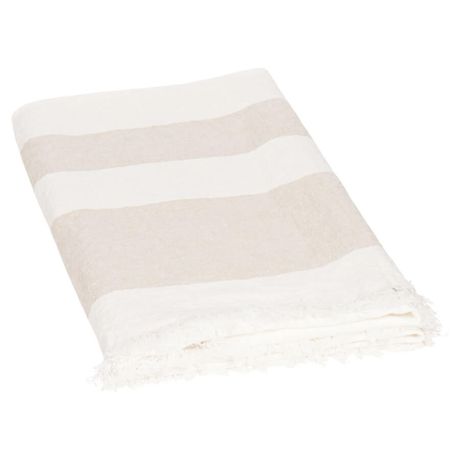 Passion for Linen Kate Leinen-Plaid, Offwhite-Natur: Zeitlose Leinendecke in Naturfarbe mit subtiler Textur.