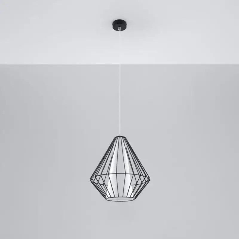 Konische Pendelleuchte DEMI aus schwarzem Stahlgitter – moderne Deckenlampe für Loft und Küche.