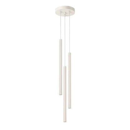 3-flammige Pendelleuchte Pastello in Beige mit schlanken, zylindrischen Leuchtenkörpern – moderne Hängeleuchte für Essbereich oder Küche