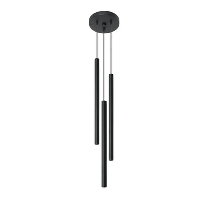 3-flammige Pendelleuchte Pastello in Schwarz mit schlanken Zylindern im modernen, minimalistischen Design