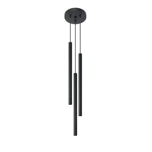 3-flammige Pendelleuchte Pastello in Schwarz mit schlanken Zylindern im modernen, minimalistischen Design