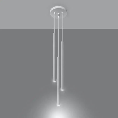 Weiße Pendelleuchte Pastello mit drei schlanken Lichtzylindern – moderne Deckenleuchte im minimalistischen Stil
