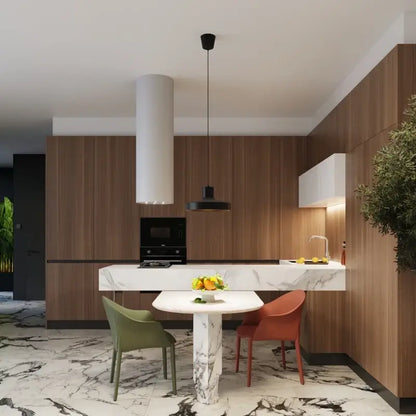 Schwarze Metall-Pendelleuchte Bilo über Esstisch, moderne Hängeleuchte für Esszimmer