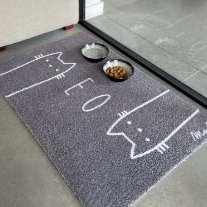 Pflegeleichte, waschbare Matte mit Katzenmotiv "Meow", Modell Catty von Mad About Mats.