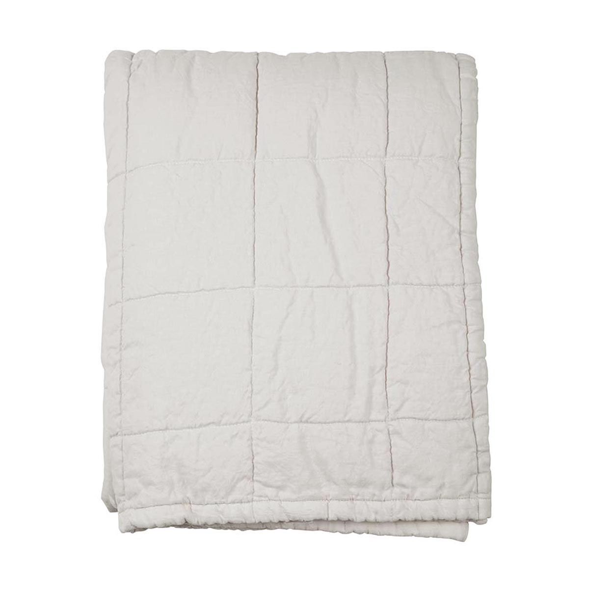 Plaid Tagesdecke oder Wohndecke mit Stonewashed-Effekt und Blockmuster, Farbe Marble, Modell Nice.