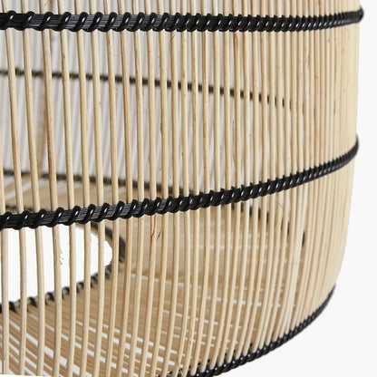 Große Rattan Pendelleuchte Stella 61 cm – Natur & Schwarz