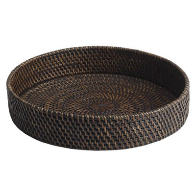 Rattan-Tablett rund Cino Dunkelbraun Pecan – praktisches Ablagetablett von Aquanova