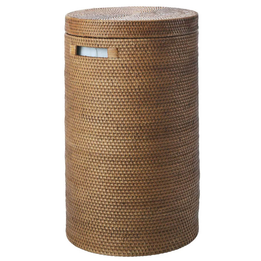 Rattan-Wäschekorb mit Deckel in Ginger: Der geflochtene Wäschekorb "Cino" von Aquanova in Ginger ist ein modernes und hochwertiges Badaccessoire.