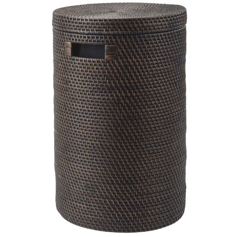 Praktischer Rattan-Wäschekorb mit Deckel in Dunkelbraun Pecan aus der Cino-Serie