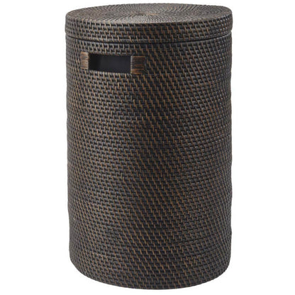 Praktischer Rattan-Wäschekorb mit Deckel in Dunkelbraun Pecan aus der Cino-Serie