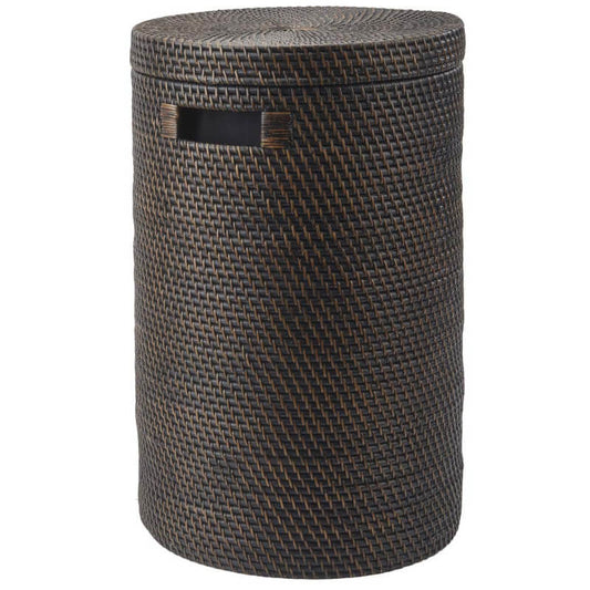 Praktischer Rattan-Wäschekorb mit Deckel in Dunkelbraun Pecan aus der Cino-Serie