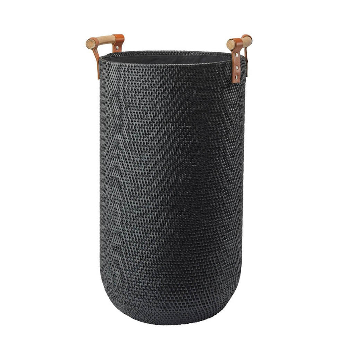 Rattan-Wäschekorb/Wäschetonne Cino in Schwarz von Aquanova, natürlicher und stilvoller Wäschekorb.