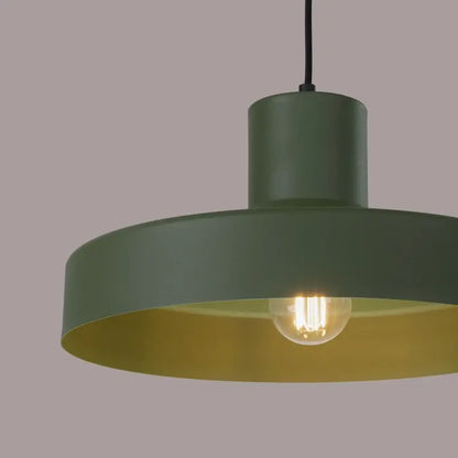 Pendelleuchte Bilo in Olivgrün, Retro-Design mit modernem Touch