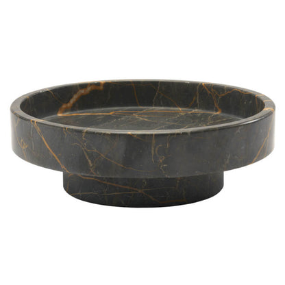 Runde Ablage aus schwarzem Marmor Porto: Die runde Ablage "Porto" aus schwarzem Marmor ist ein luxuriöses Badaccessoire.