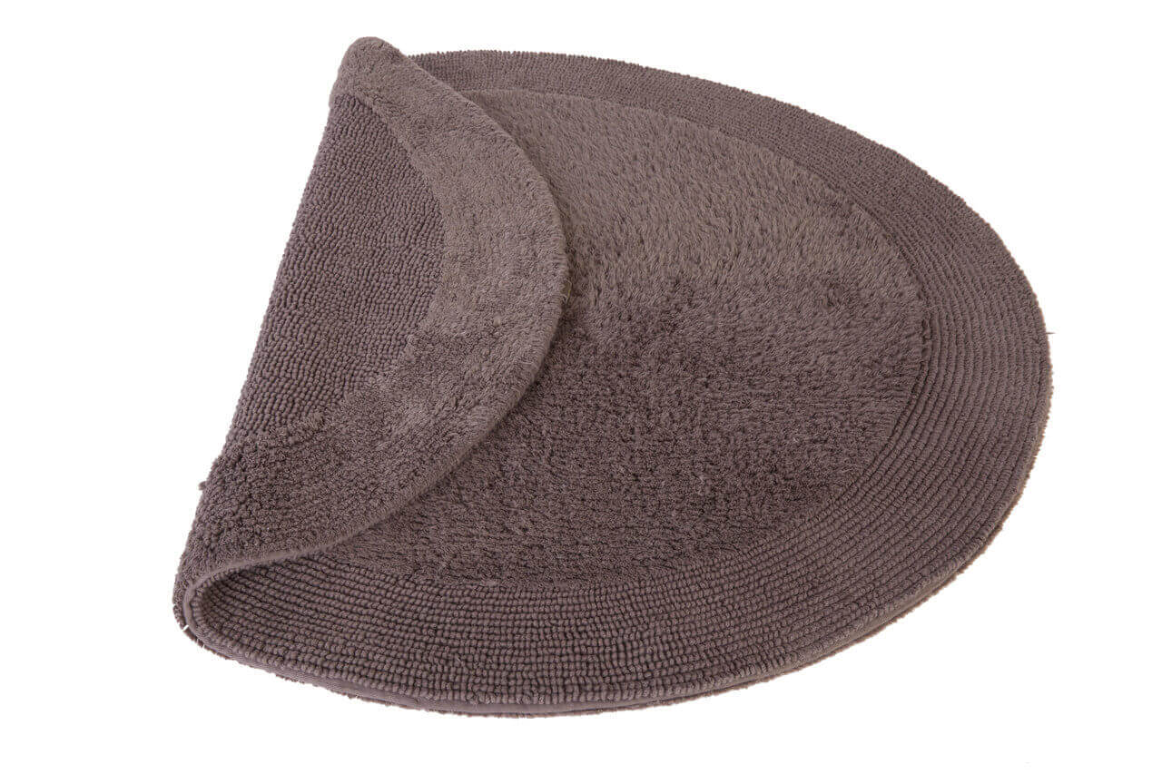 Runder Badeteppich Exquisit in elegantem Taupe, flauschig und komfortabel für ein harmonisches Bad.