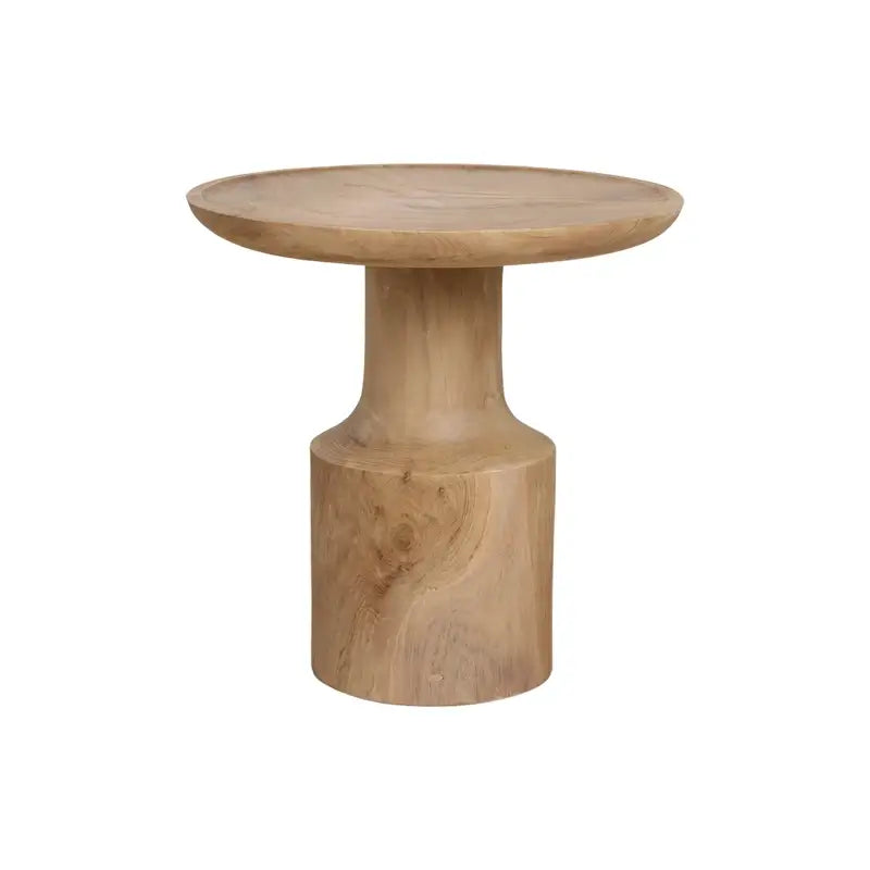 Runder Beistelltisch Holz Nero aus massivem Teak – modernes Design mit glatter Oberfläche und natürlicher Maserung