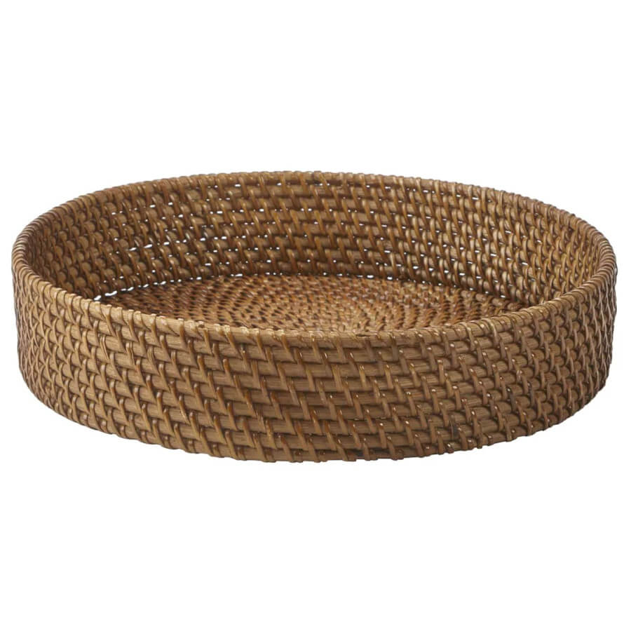 Rundes Rattan-Tablett in Ginger: Das Rattan-Tablett "Cino" von Aquanova in Ginger ist ein stilvolles Dekorationselement.