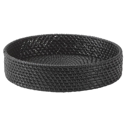 Rundes Rattan-Tablett in Schwarz: Das Rattan-Tablett "Cino" von Aquanova in Schwarz ist ein stilvolles Dekorationselement.