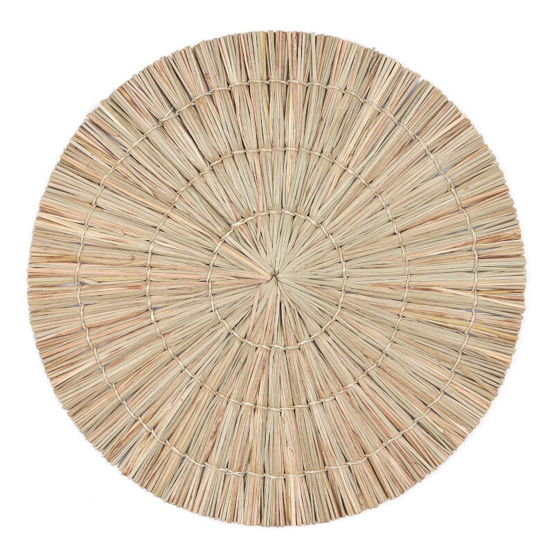 Rundes Tischset "Alang Soeji" aus Seegras: Das ausgefallene Natur-Platzset (35cm) im Boho-Stil ist ein stilvolles Tischset.
