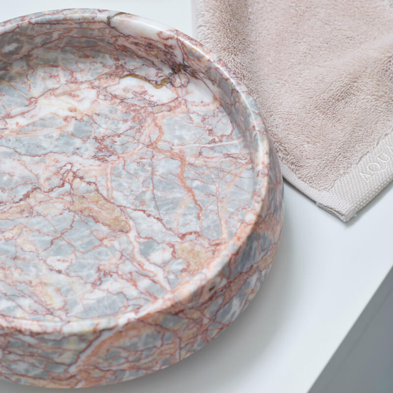 Dekoschale aus edlem Marmor in Almond, Creme und Beige, hochwertig, Orion