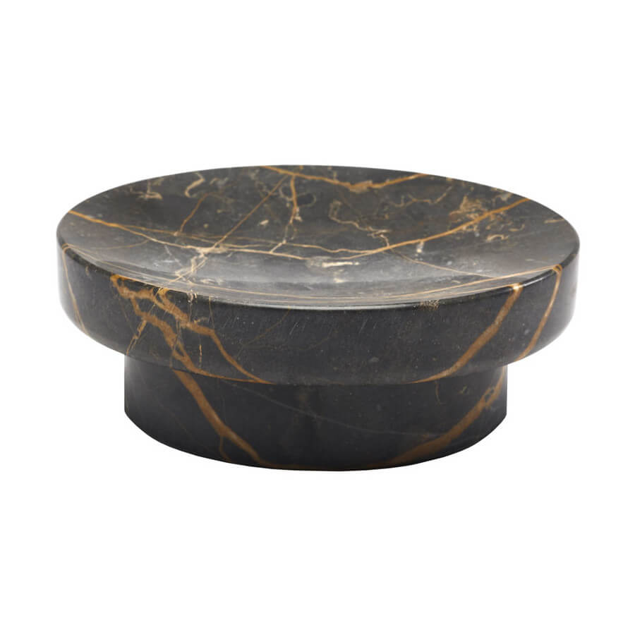 Schwarze Marmor-Seifenablage Porto: Die Seifenablage "Porto" aus schwarzem Marmor ist ein luxuriöses Badaccessoire.