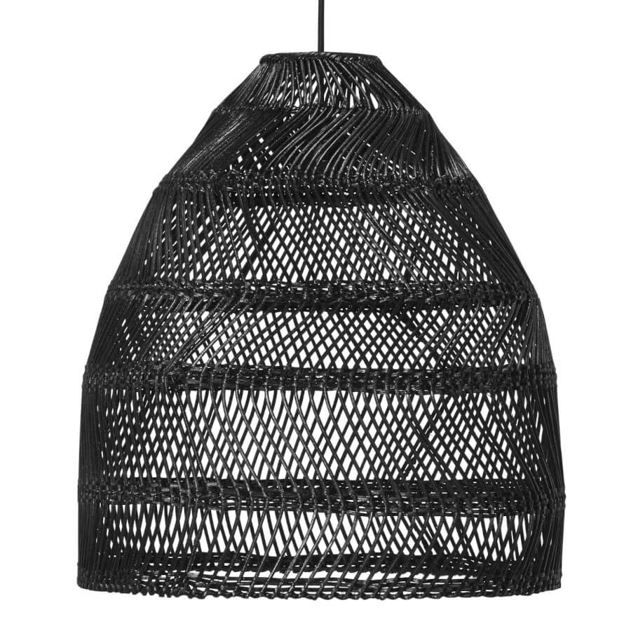 Schwarze Rattan-Hängelampe (45cm): Die Pendelleuchte "Maja" von PR Home im Boho-Stil ist ein stilvoller Blickfang.