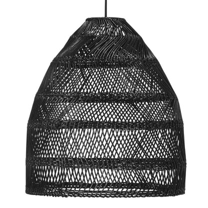Schwarze Rattan-Hängelampe (45cm): Die Pendelleuchte "Maja" von PR Home im Boho-Stil ist ein stilvoller Blickfang.