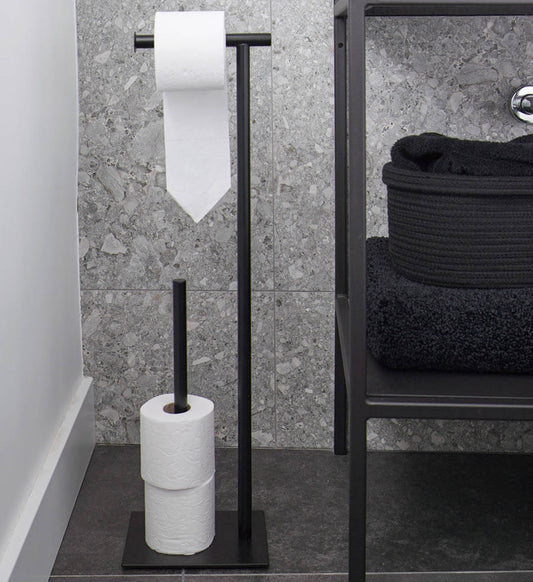 Aquanova Forte Schwarzer Toilettenpapierständer: Schwarzer Toilettenpapierhalter für Ihr Badezimmer.
