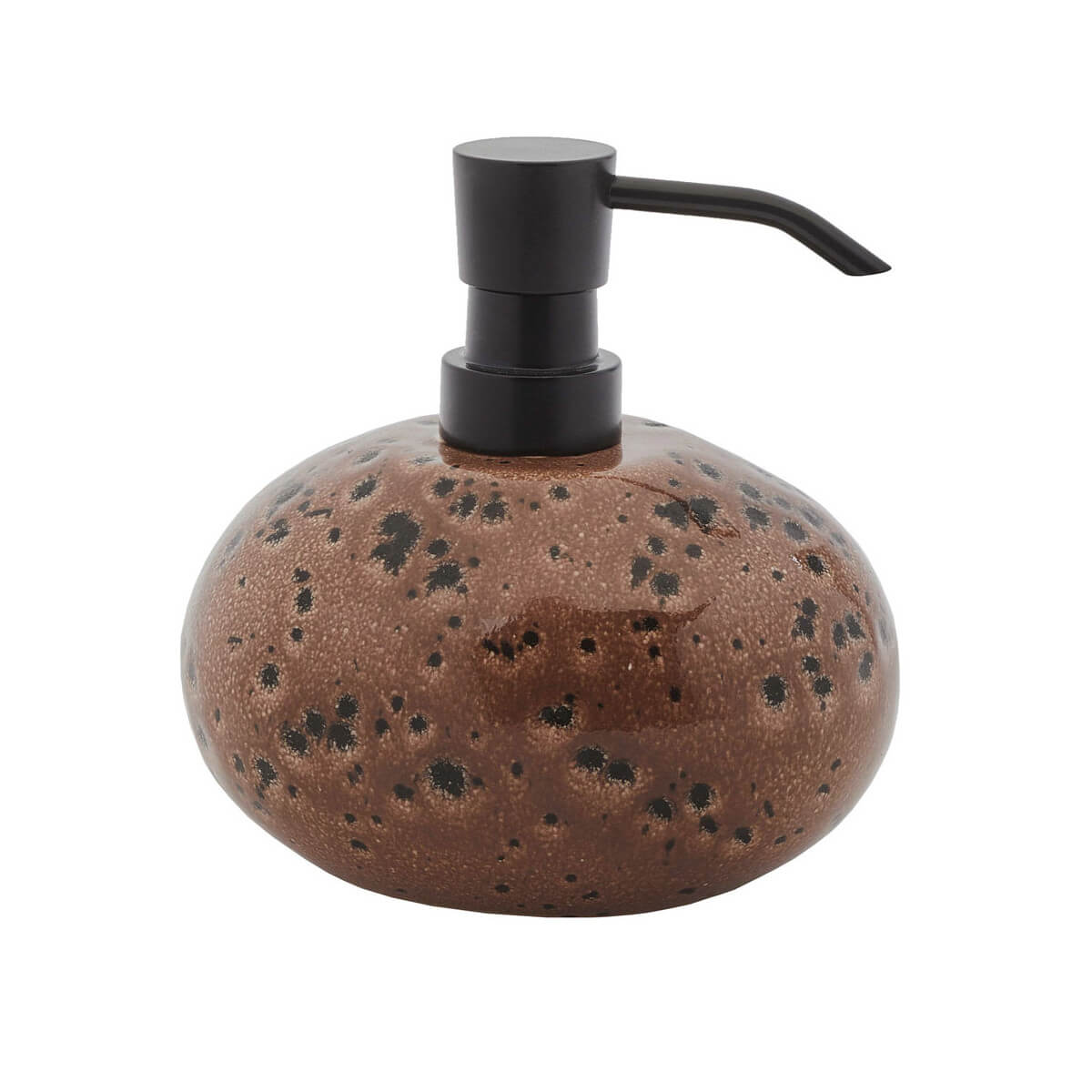 Seifenspender Ugo in Camel Braun/Ecru von Aquanova aus glasierter Keramik – stilvolles Badaccessoire für ein modernes Badezimmer.