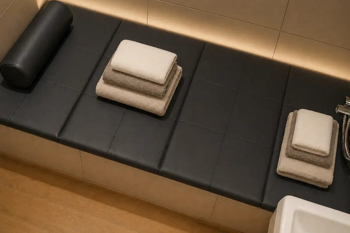Stabile und leichte Badewannenauflage Stinson in Schwarz nach Maß von Dawelba – moderne Wannenabdeckung als komfortable Sitz- und Liegefläche.