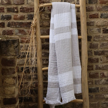 Streifen Plaid Wohndecke mit Fransen Portofino