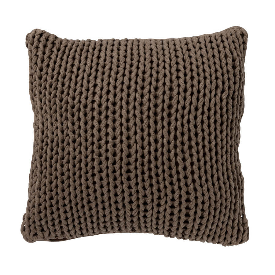Strick-Kissenbezug 50x50cm Elba Strickmuster Dekokissen Braun: Warmer Kissenbezug in natürlichem Braunton.