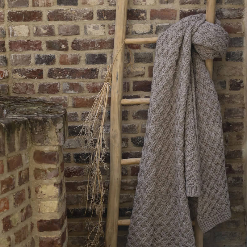 Strickplaid Beige aus Wolle und Alpaka Verbier
