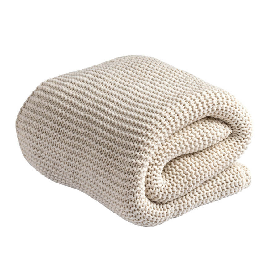 House in Style Ponza Strickplaid/Wolldecke, Beige: Kuschelige Decke für Ihr Zuhause.