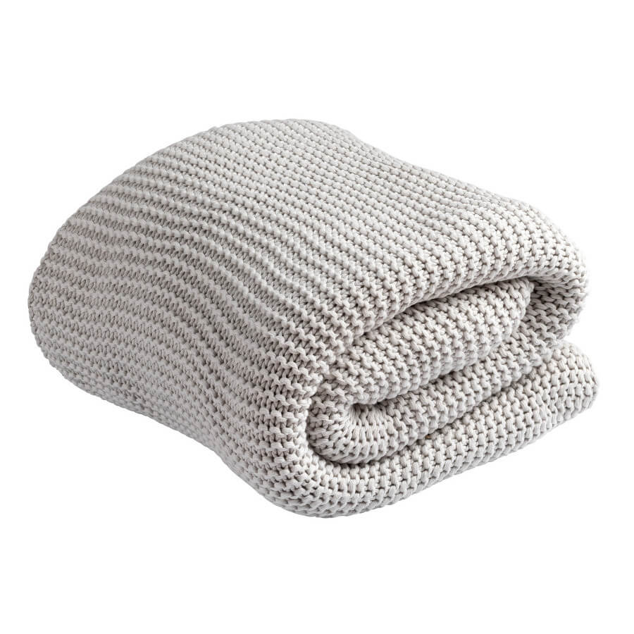 Strickplaid Wolldecke Marble Beige Grau Ponza House in Style: Weiche und stilvolle Decke für gemütliche Stunden.