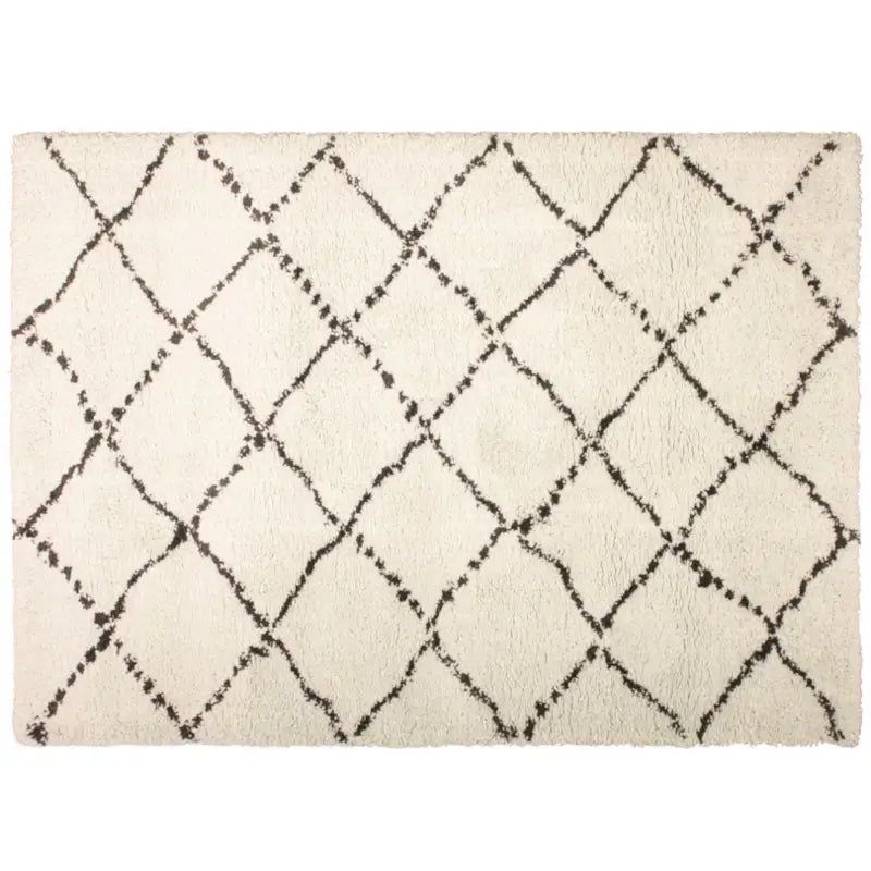Pflegeleichter Kurzflor-Teppich Casablanca in Beige mit modernem Rautenmuster – zeitloser Wohnzimmer- und Wohnteppich