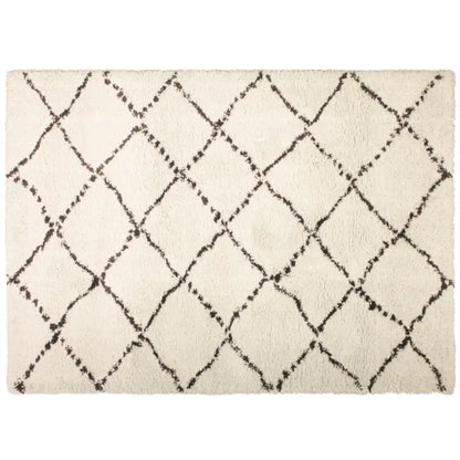 Pflegeleichter Kurzflor-Teppich Casablanca in Beige mit modernem Rautenmuster – zeitloser Wohnzimmer- und Wohnteppich
