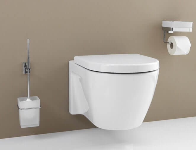 Hochwertige Toilettengarnitur Gifix 21 von Giese mit satinierter Glasablage zur Wandbefestigung: Stilvolle Sauberkeit für Ihr WC – diese Toilettengarnitur von Giese ist ein elegantes Accessoire.