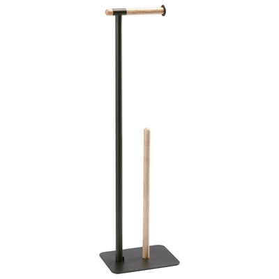 Stehender Toilettenpapierständer oder WC-Papierrollenhalter, Farbe Schwarz, Modell Oscar von Aquanova.