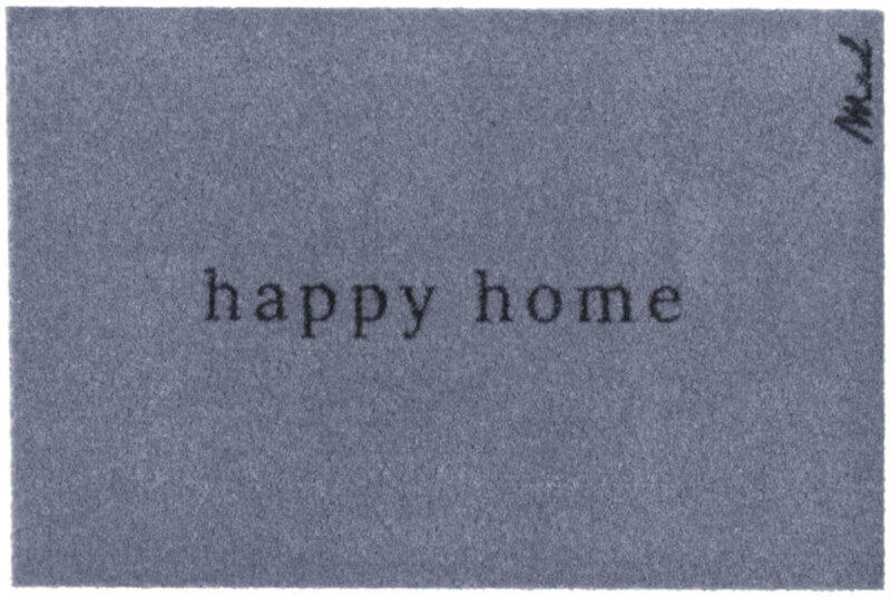Türvorleger mit Schriftzug "Happy Home", Fußmatte in Blau, Modell Ali von Mad About Mats.