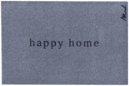 Türvorleger mit Schriftzug "Happy Home", Fußmatte in Blau, Modell Ali von Mad About Mats.