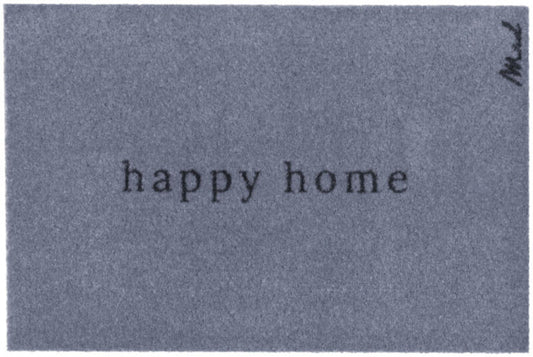 Türvorleger mit Schriftzug "Happy Home", Fußmatte in Blau, Modell Ali von Mad About Mats.