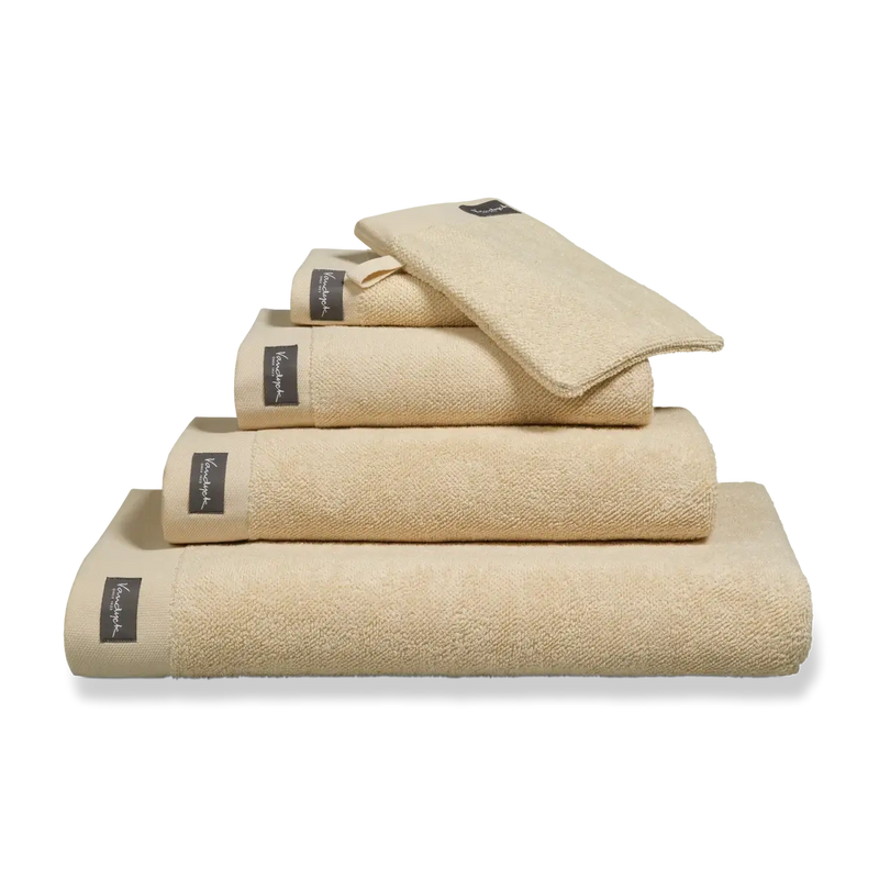 Handtücher mit Bordüre Vandyck Home Uni – bleached sand / 2er Set Gästehandtuch 30x 50 cm