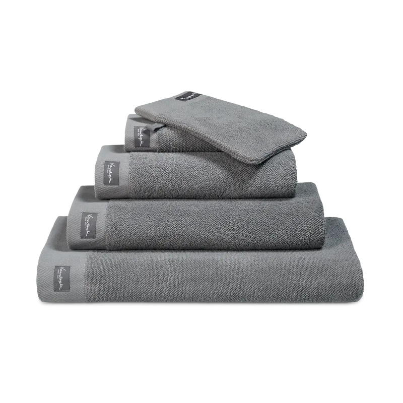 Handtücher mit Bordüre Vandyck Home Uni – mole grey / 2er Set Gästehandtuch 30x 50 cm