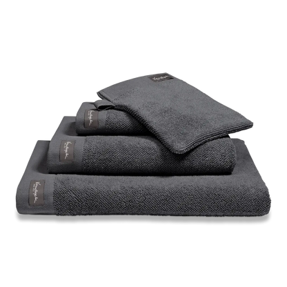 Vandyck Home Uni Handtuch Off-Schwarz – weiche Baumwolle mit Bordüre, als Duschtuch, Badetuch & Gästetuch in tiefem Schwarz
