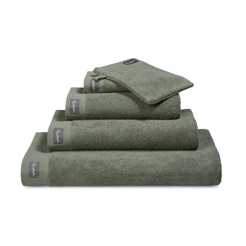 Handtücher mit Bordüre Vandyck Home Uni – olive / 2er Set Gästehandtuch 30x 50 cm