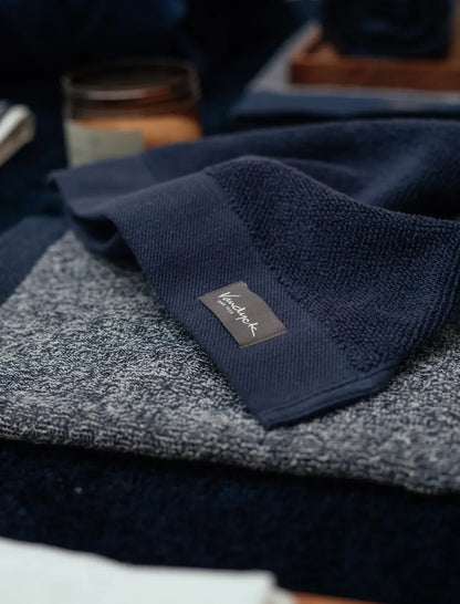 Vandyck Home Uni & Mouliné Handtuch Blue Ink – melierte und uni Baumwolle im Set, weiches Badetuch & Duschtuch mit Bordüre