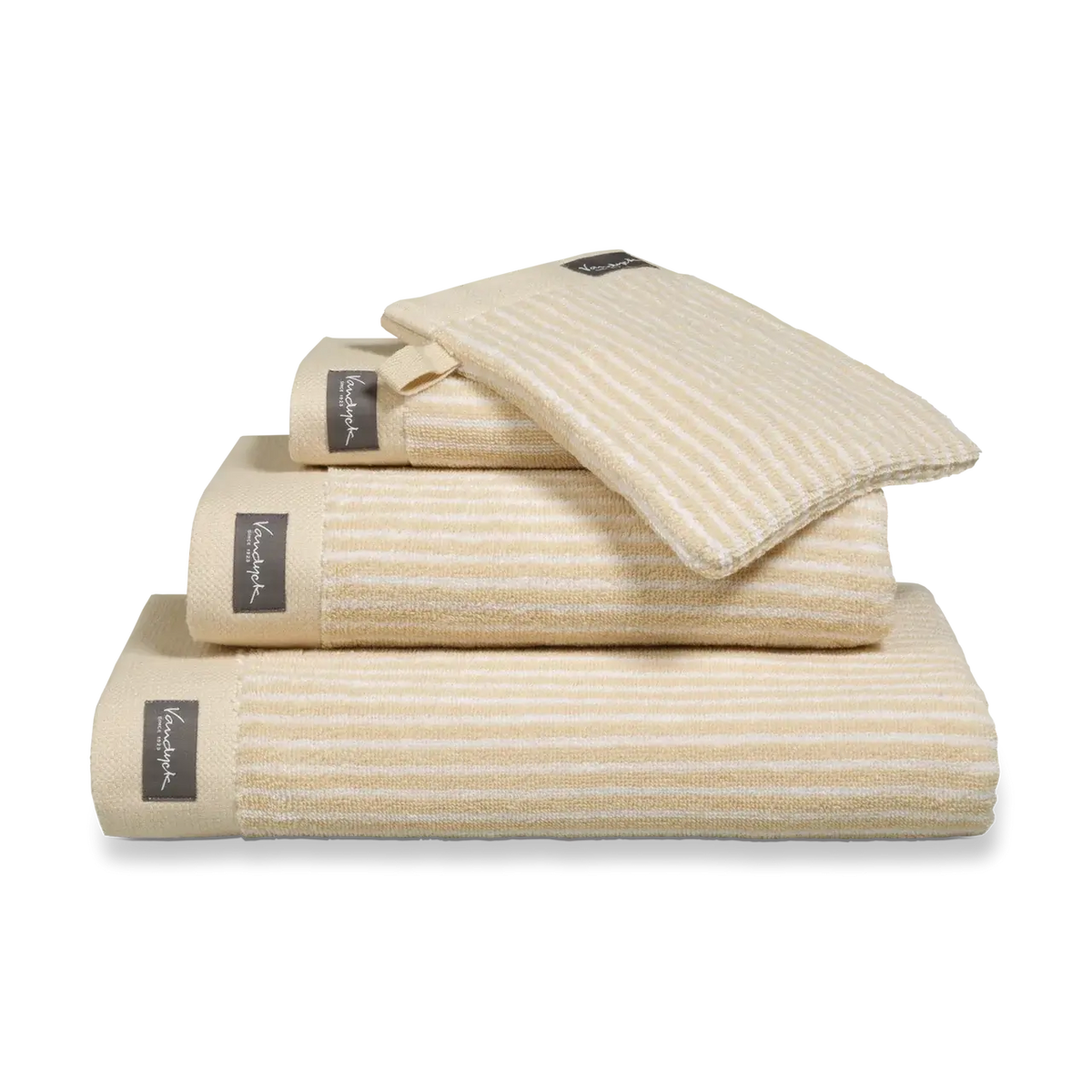 Vandyck Petit Ligne Handtuch Bleached Sand – schmal gestreift, weiche Baumwolle & modernes Badtextil